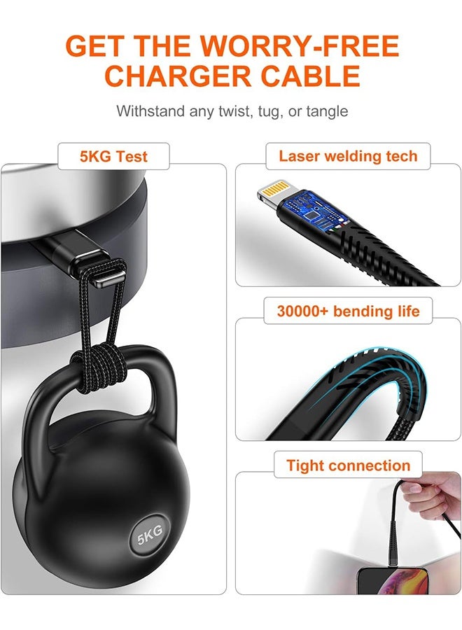 3M Extra Long iPhone Charger Cable ,Apple MFi Certified Lightning Cabl, Fast Charging Nylon Braided Charging Cord for Apple iPhone 14 Pro Max/14/13Pro/12 Mini/11/X/XS/XR/8 Plus/7/6/5/iPad - Image 2